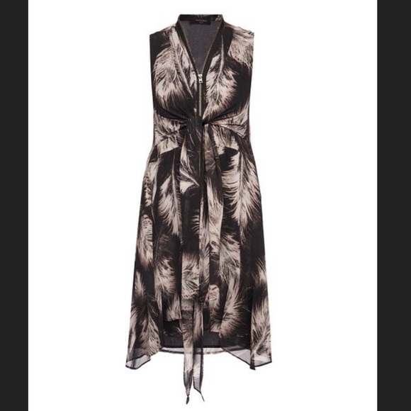 NWT All Saints Jayden Feather Dress Black Sz Medium - Picture 4 of 16